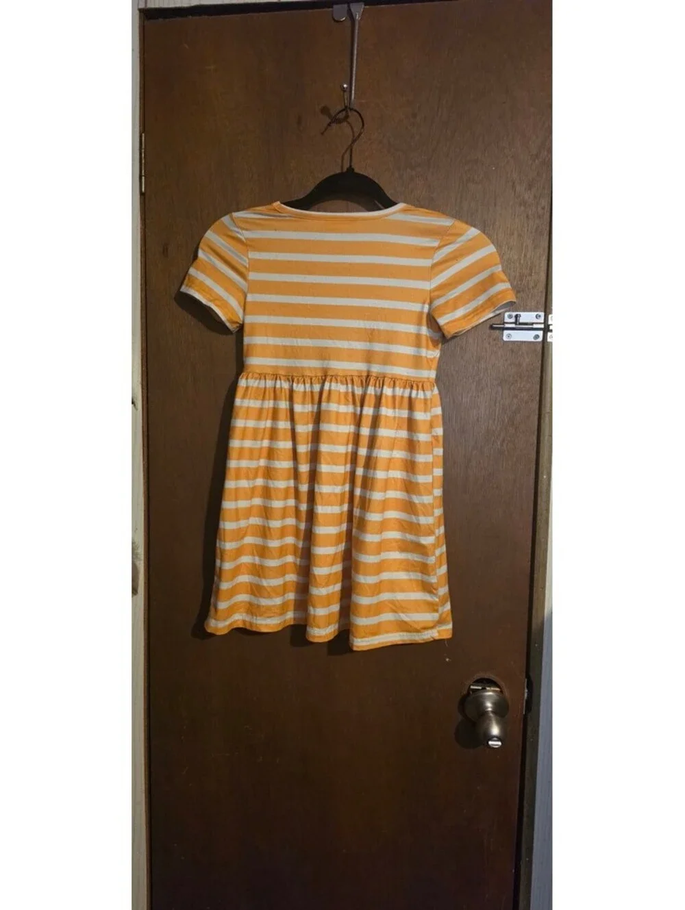 Girls Yellow and White Striped Dress Size 6-7 Years